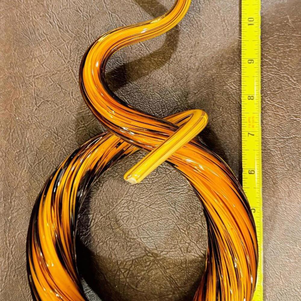Murano Glassware Hand Blown Amber Twisted Spiral Knot Art Sculpture 10.5”H VTG - Picture 5 of 7